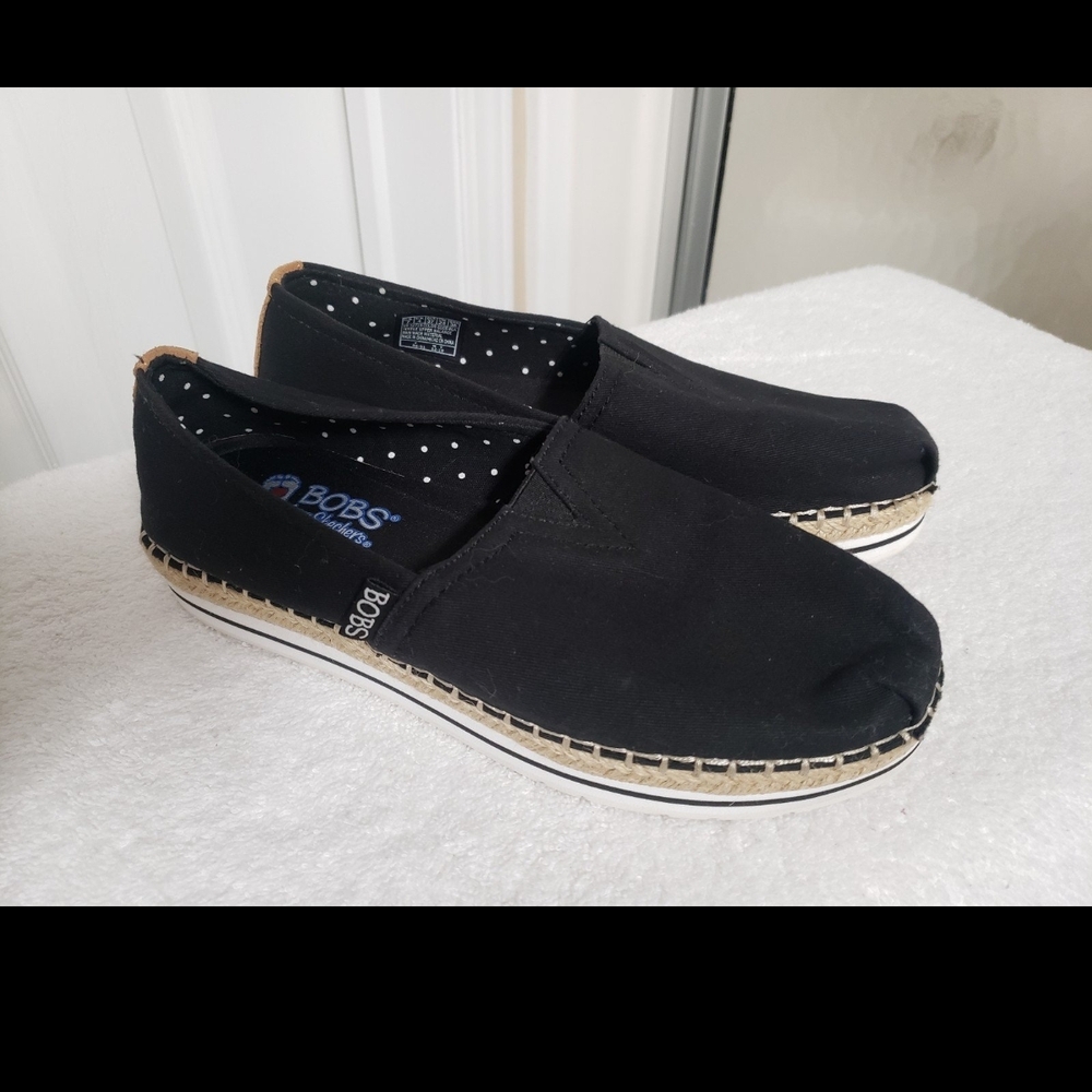 Skechers Black Espadrilles Slip-On Memory Foam Size 7
